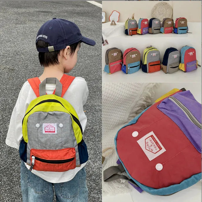 Bolsos para niños Mochila de lona simple y liviana Protección de la columna vertebral para niños y niñas