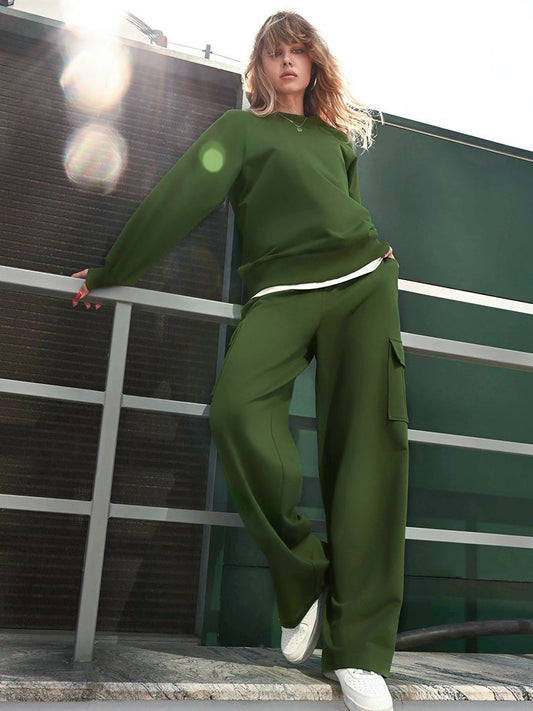 Women's Fashion Casual Loose Top Trousers Two-piece Set - Enfance-Heureuse