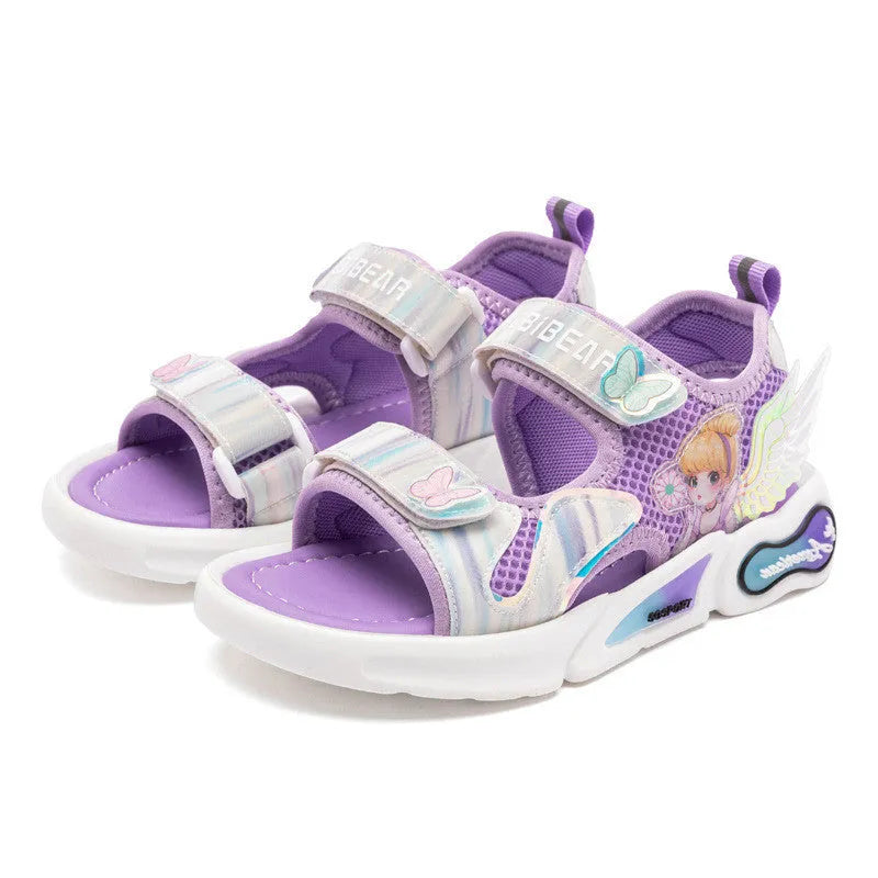 Harpy Bear Zapatos para el sol para niños, zapatos de princesa, sandalias para niñas, zapatillas transpirables de dibujos animados lindos