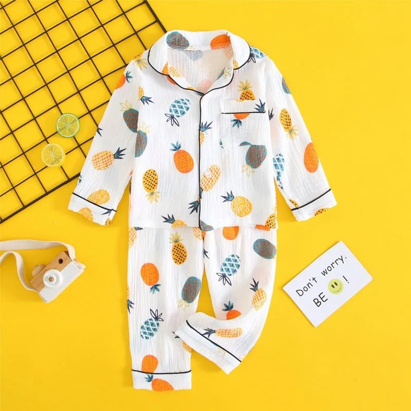 Children's double-layer cotton gauze home clothes set