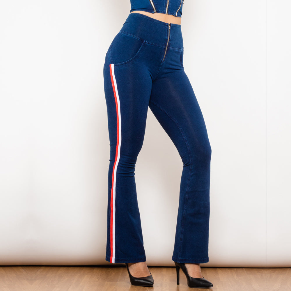 Shascullfites Melody Jeans Push Up Effect Skinny Jeans Sexy Lift Striped Flare Jeans Women's Denim Pants - Enfance-Heureuse