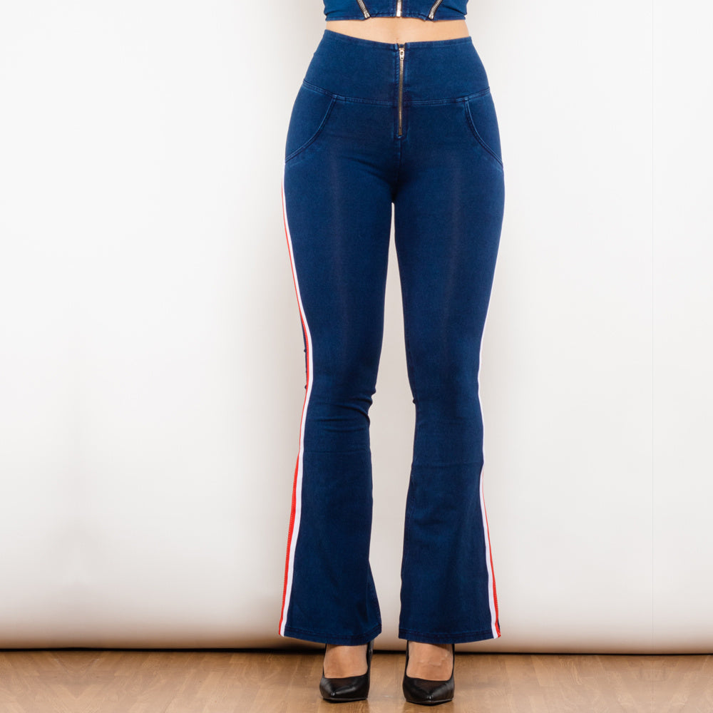 Shascullfites Melody Jeans Push Up Effect Skinny Jeans Sexy Lift Striped Flare Jeans Women's Denim Pants - Enfance-Heureuse