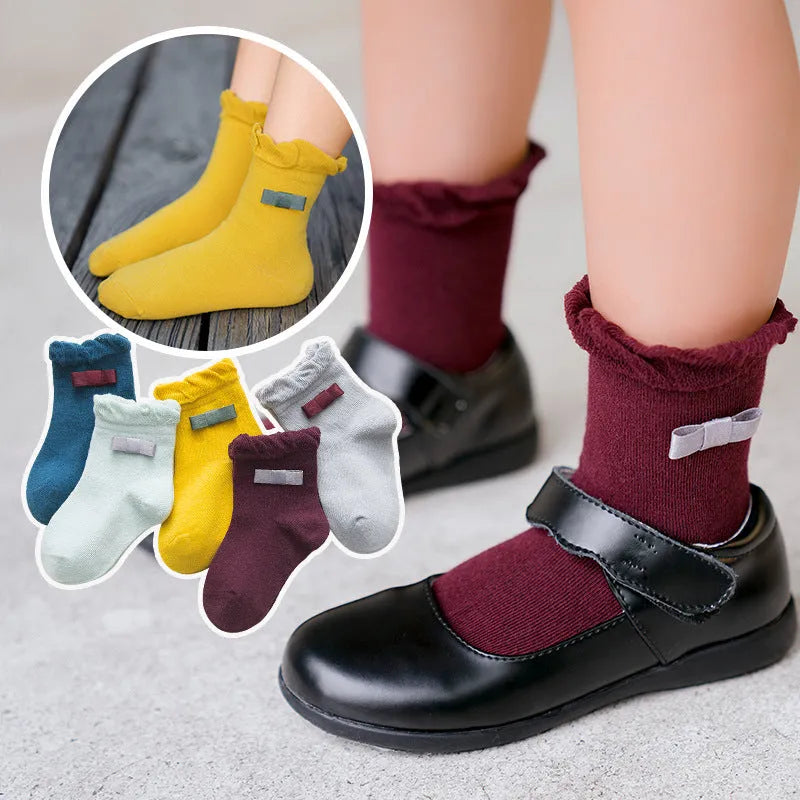 New products children's socks combed cotton bow - Enfance-Heureuse