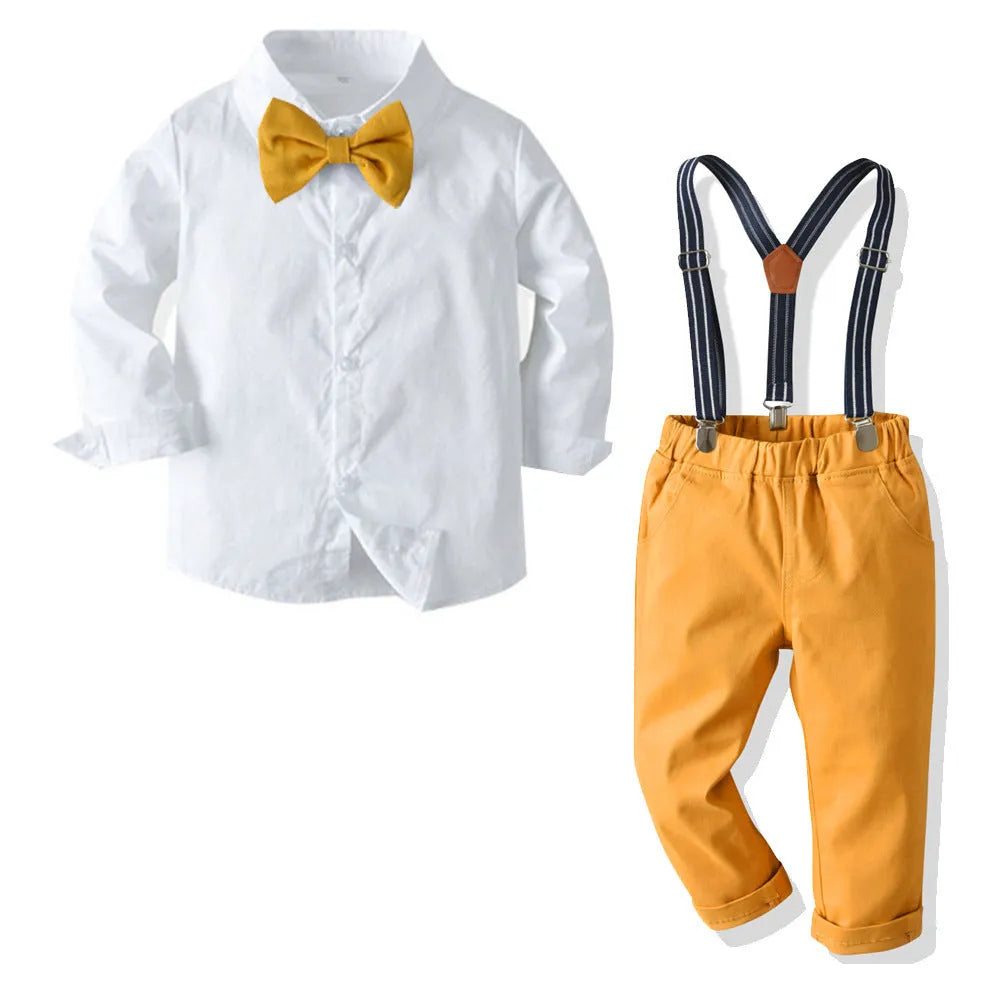 Boys Dress Formal Clothes Overalls Little Flower Girl Costume Spring and Autumn Set