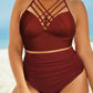 Full Size Halter Neck Crisscross Ruched Two-Piece Swimsuit - Enfance-Heureuse