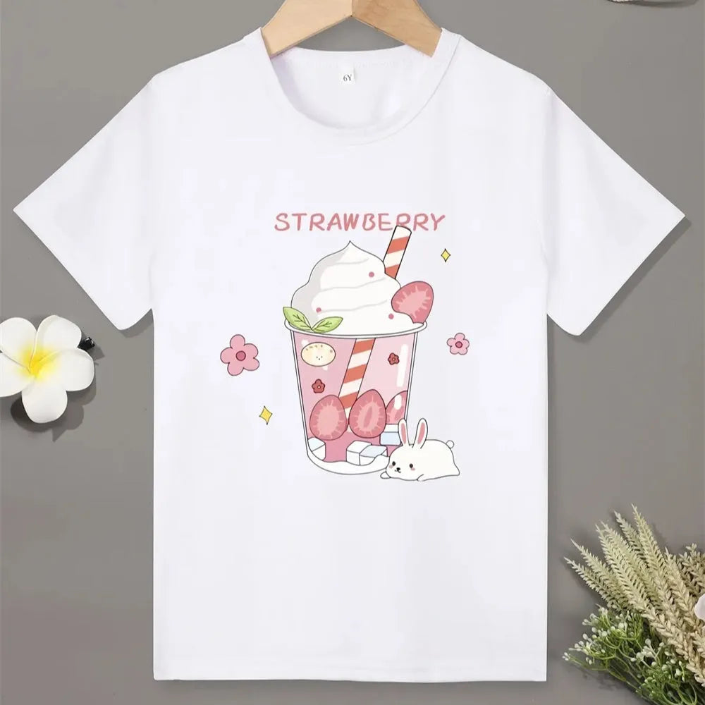 Children Boy T-shirt Clothes Casual Soft T-shirt Cute Cat Cartoon Pattern