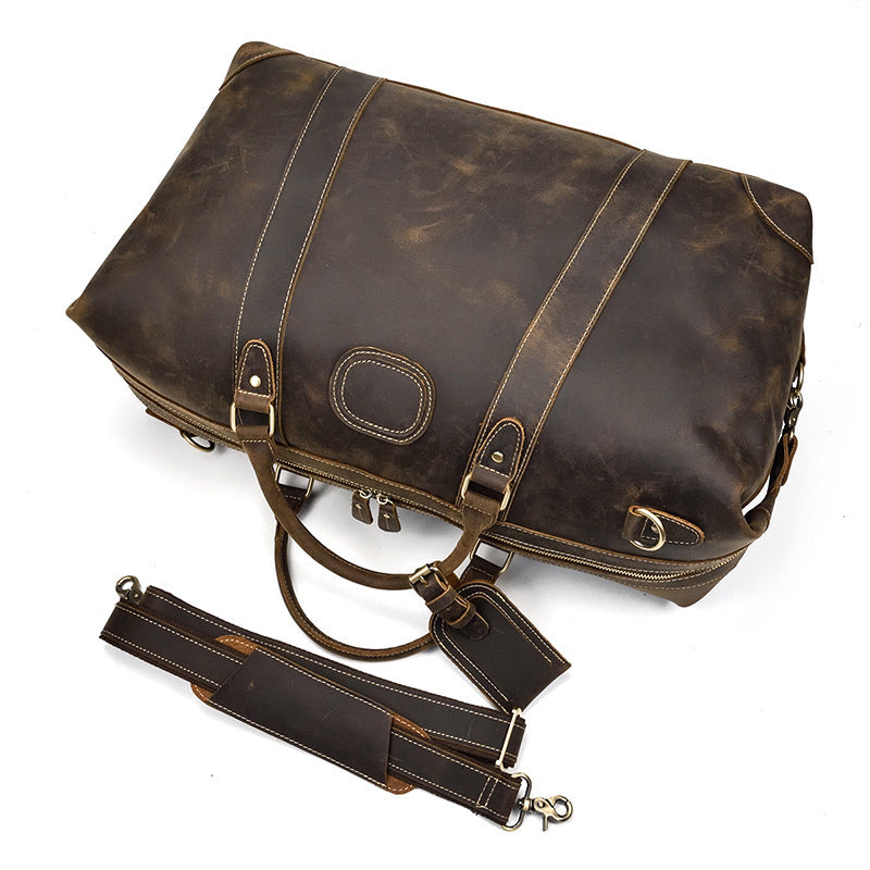 Crazy horse leather large capacity luggage bag - Enfance-Heureuse