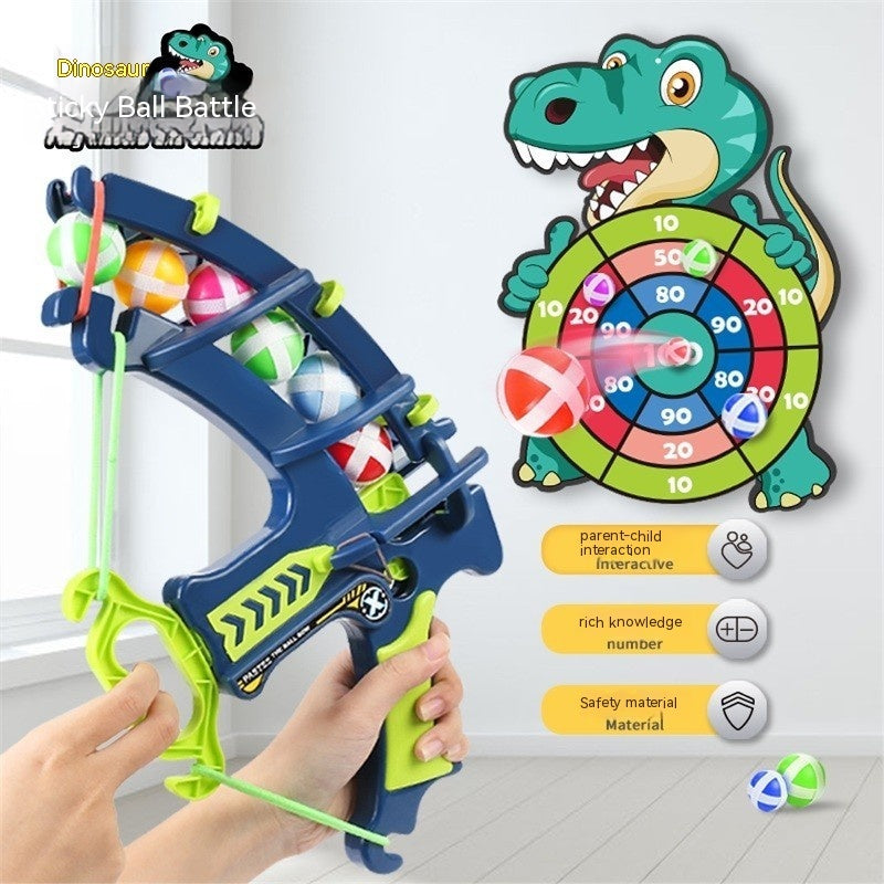 Catapulta de dinosaurio, bola adhesiva, arco y flecha para niños, tiro de juguete