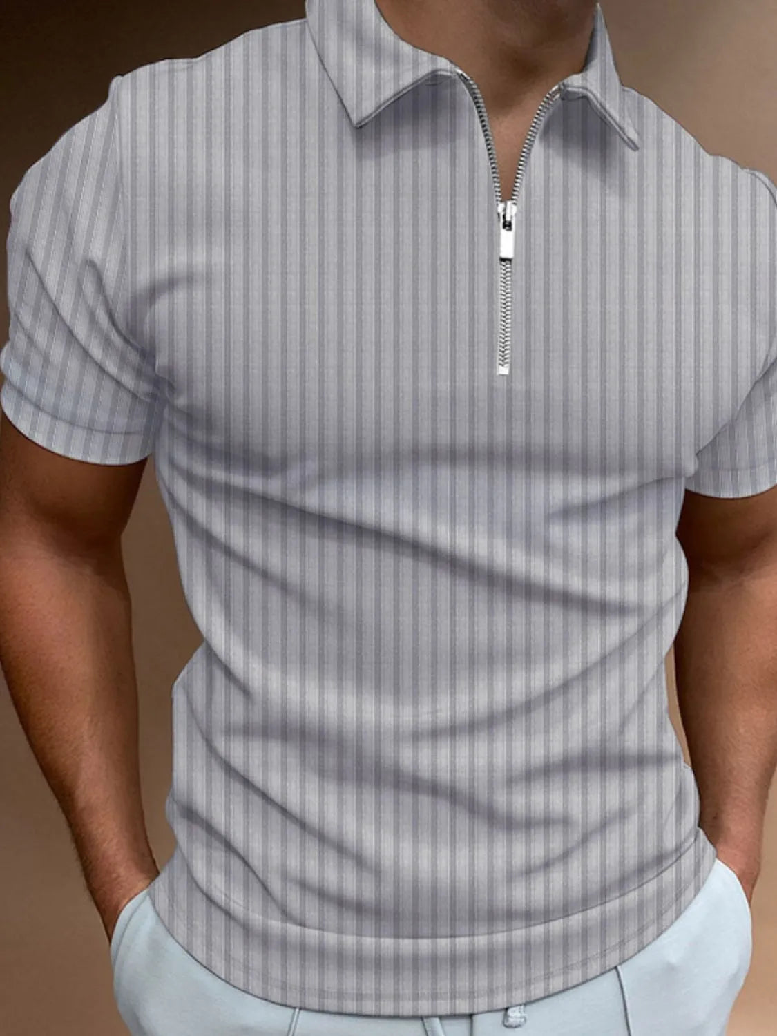 Men's Full Size Collared Neck Short Sleeve Polo Plus Size - Enfance-Heureuse