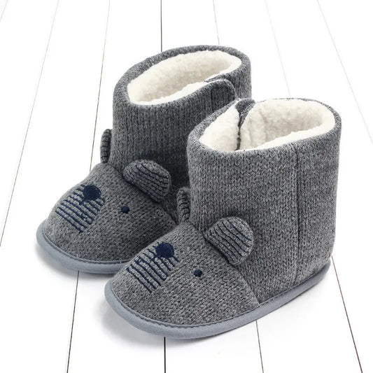 Bébé Laine Chaussures En Coton Chaud, Hiver Chaud Haut-dessus Chaussures - Enfance-Heureuse