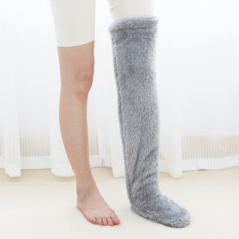 Over Knee High Fuzzy Long Socks Winter Warm Cold Leg Knee Joint Cold-proof Stockings Home Floor Sleeping Socks - Enfance-Heureuse