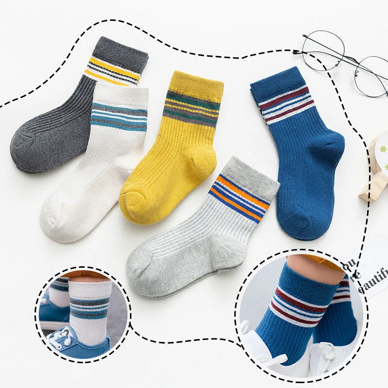 Package post autumn and winter children's socks sports socks 5 pairs - Enfance-Heureuse