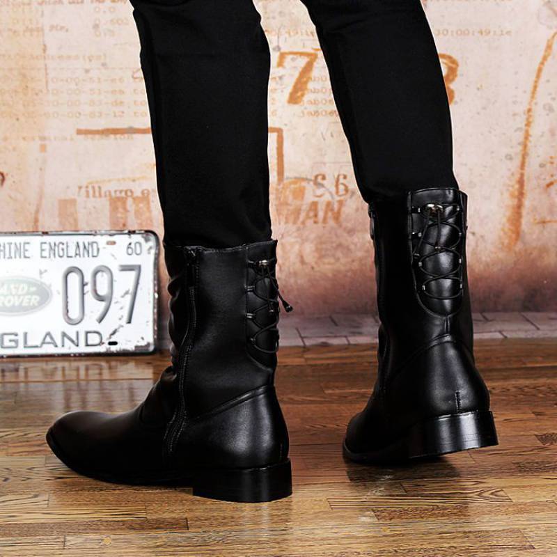 British Fashion Leather Pointed Men's Boots