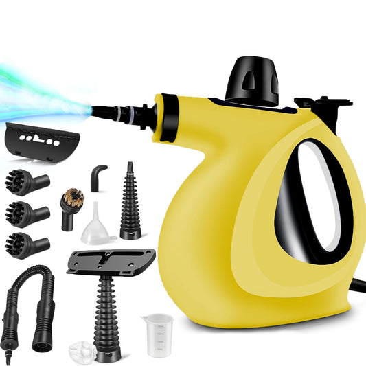 Handheld Multi-Surface Pressurized Steam Cleaner With 12 Accessories, Multi-Purpose Steam Generator For Household Water Tank, Natural Steam Cleaning, Yellow - Enfance-Heureuse