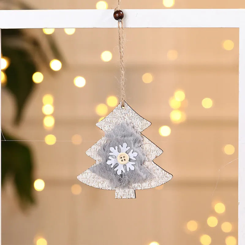 Christmas Tree Wooden Plush Decoration Pendant - Enfance-Heureuse