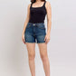 Judy Blue Tummy Control Fray Hem & Shield Back Pockets Denim Shorts - Enfance-Heureuse
