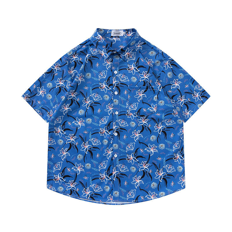 Retro Printed Shirt Short Sleeve Loose Design