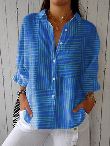 New Women's Long Sleeved Shirt For Summer Fashion, 3D Printed Shirt With Floral Pattern - Enfance-Heureuse