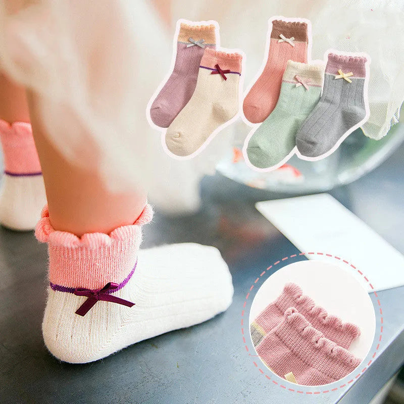 New products children's socks combed cotton bow - Enfance-Heureuse