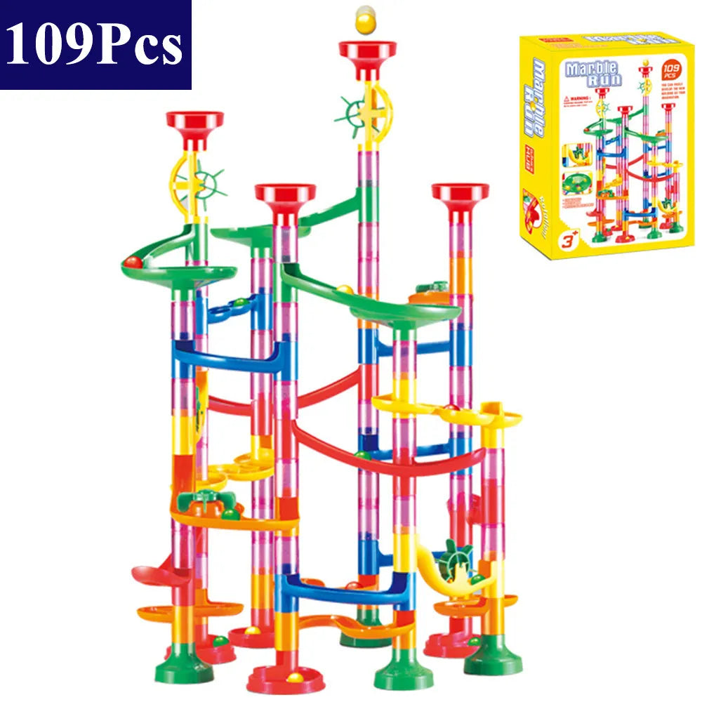 Juguete de mármol con tobogán y pista de bolas 