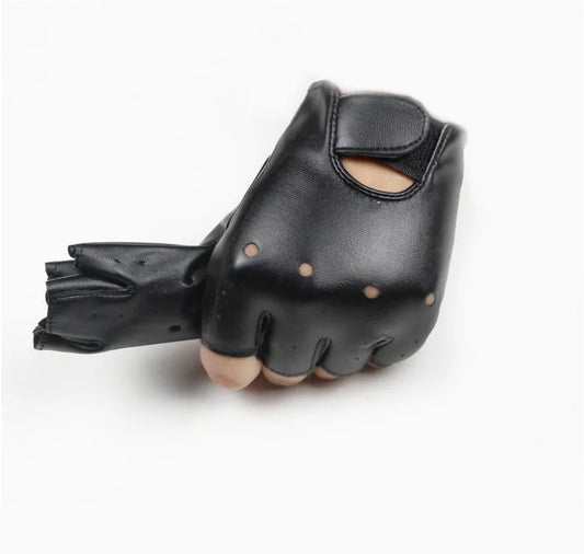 Leather Outdoor Children's Half-finger Gloves - Enfance-Heureuse