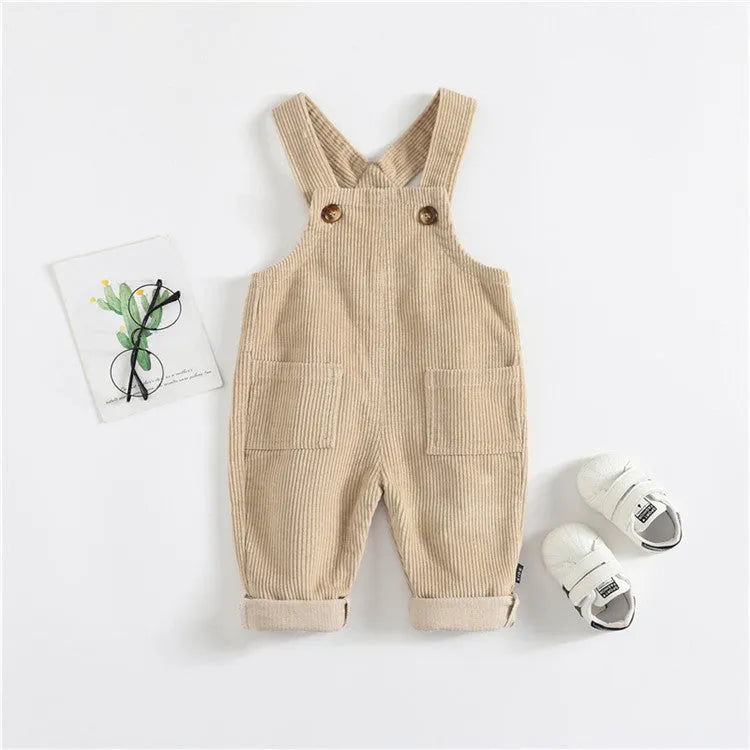 Boys and girls baby denim suspenders trousers