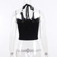 Gothic Print Studs Tight-fitting Beautiful Back Halter Sling Women - Enfance-Heureuse