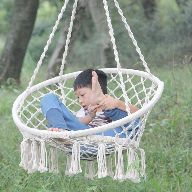 Nordic Style Round Hammock Outdoor Indoor Dormitory Bedroom Hanging Chair For Child Adult Swinging Single Safety Hammock