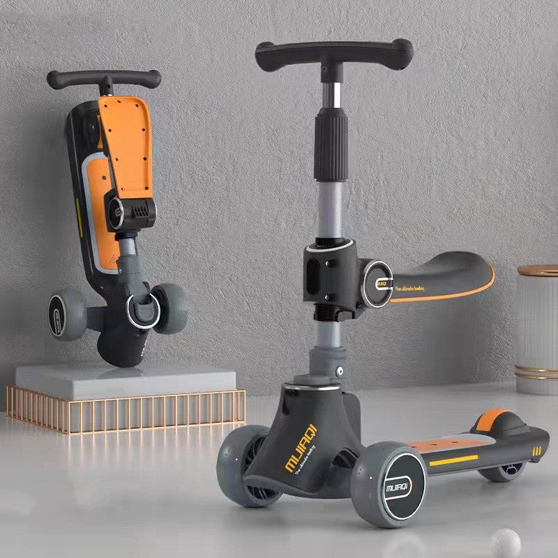 Children's Three-in-one Scooter Can Sit And Slide - Enfance-Heureuse
