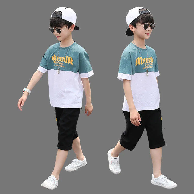 Boys Printed Short Sleeve Shorts Set