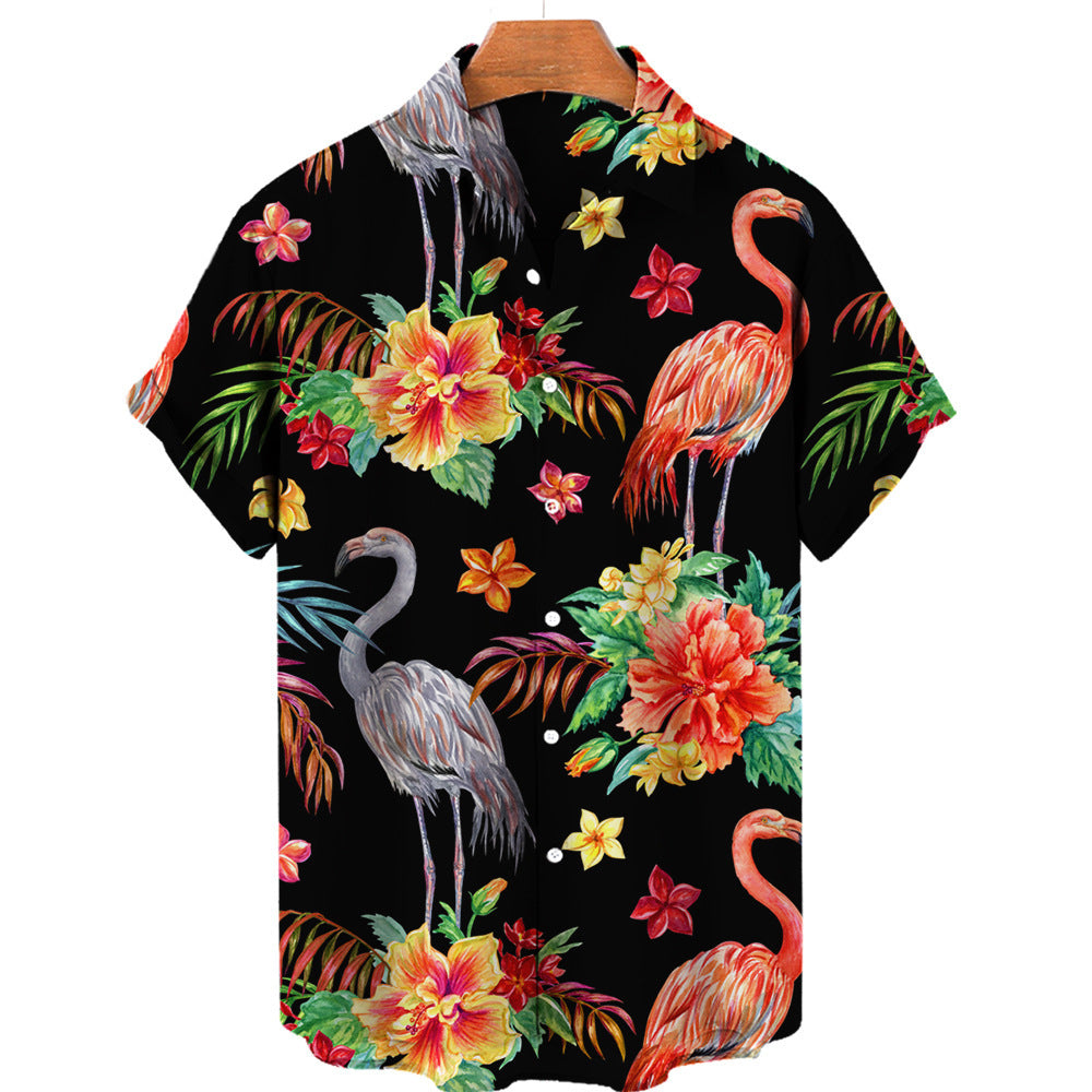 Men's 3D Digital Printing Tropical Forest Animal Hawaiian Shirt