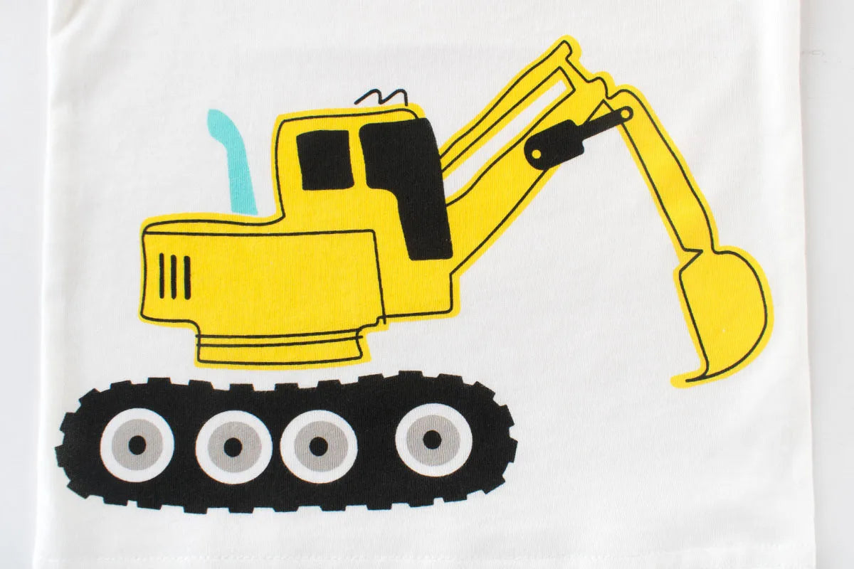 Korean Version of The Excavator Print Boys Short Sleeve