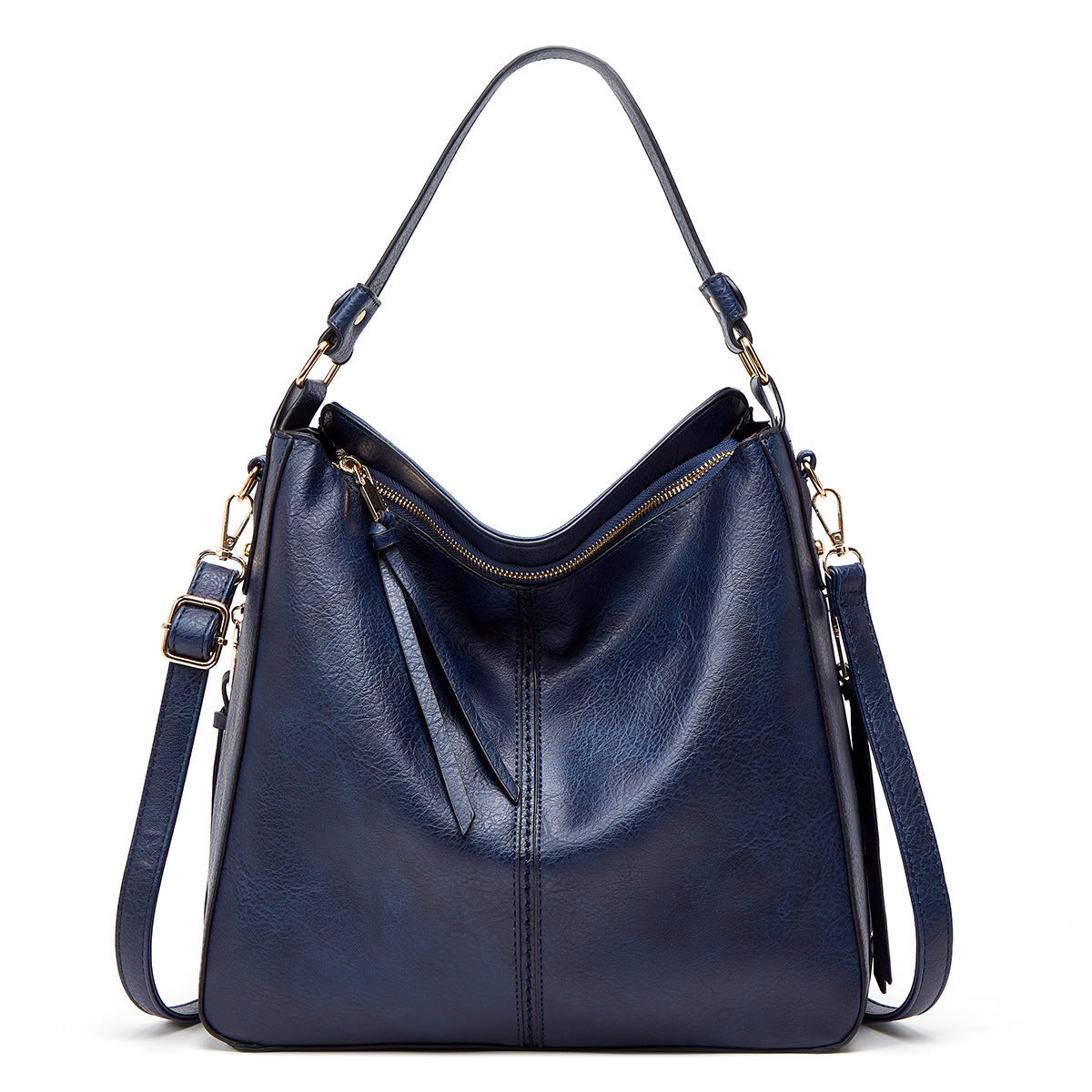 Hobos Zipper Bucket Bags With Adjustable Shoulder-strap Handbags Temperament High Capacity Messenger Shoulder Bag For Women - Enfance-Heureuse