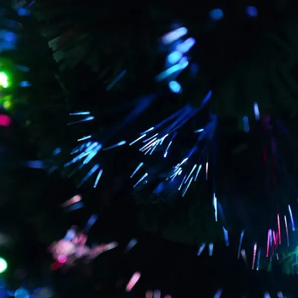 Pre-lit Optical Fiber Christmas Artificial Tree 4-Piece Set, Christmas Garland, Wreath And Set Of 2 Entrance Trees With Colorful Lights, PVC Festival Celebration Set - Enfance-Heureuse
