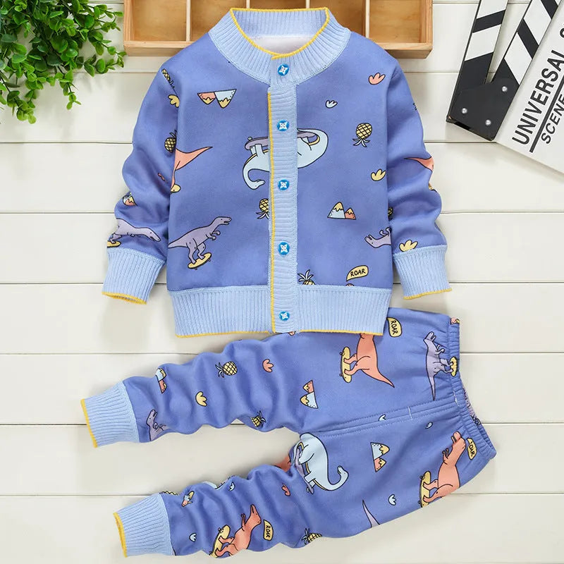 Two-piece cartoon baby children's clothing plus cashmere sweater