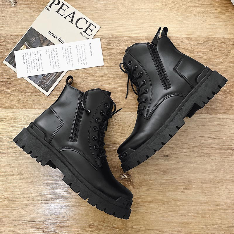 Hong Kong Style Low-top Leather Shoes Youth Casual Shoes Martin Boots