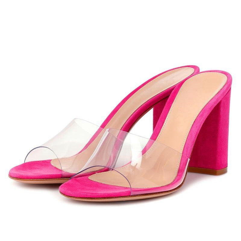 European And American Fashion Sandals PVC Chunky Heel - Enfance-Heureuse
