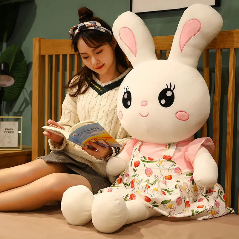 Rabbit Plush Toy Girl Large Throw Pillow