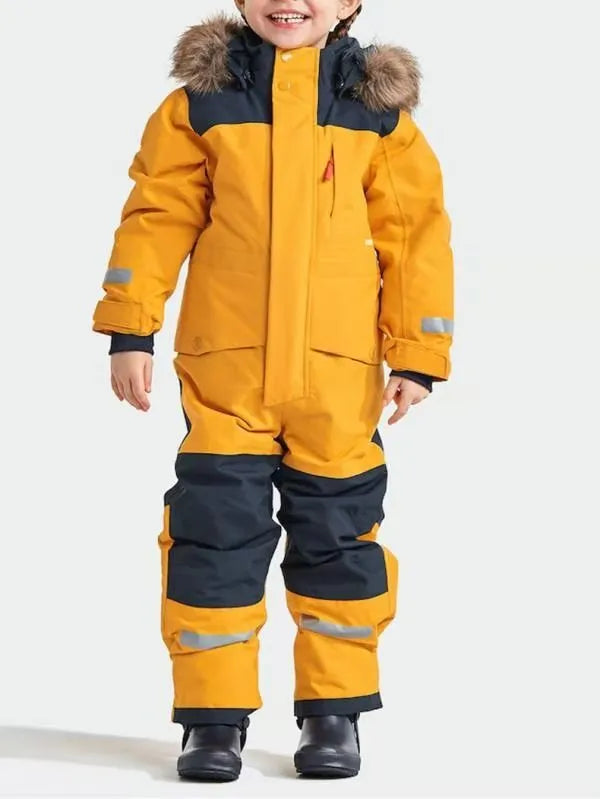 Windproof Waterproof Thickened Luminous Children's One-piece Ski Suit Boys' And Girls' Cotton-padded Clothes