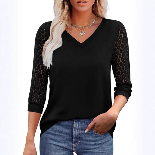 Hollow-out Lace Tops Casual Loose - Enfance-Heureuse