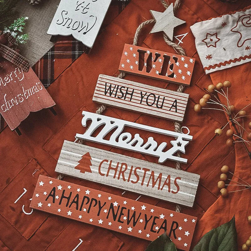 Christmas Wooden English Blessing Listing Wall Decorations - Enfance-Heureuse