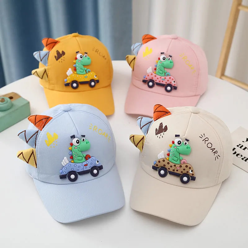 Dinosaur Car Peaked Cap Korean Style Boys And Girls Embroidery