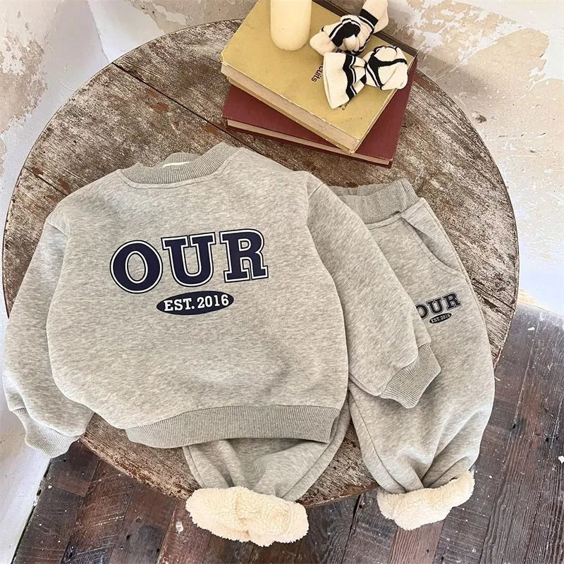 Autumn And Winter New Children's Foreign Style Hoodie Baby Pants Two-piece Set