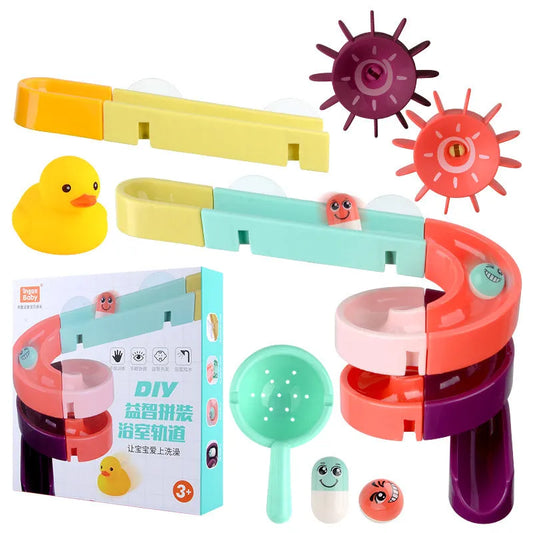 Enfants Jouets Pour le Bain Mur Ventouse Marbre Course Courent Piste Salle De Bains Baignoire Bébé Jouer Jeux D'eau Jouet Kit pour Enfants - Enfance-Heureuse