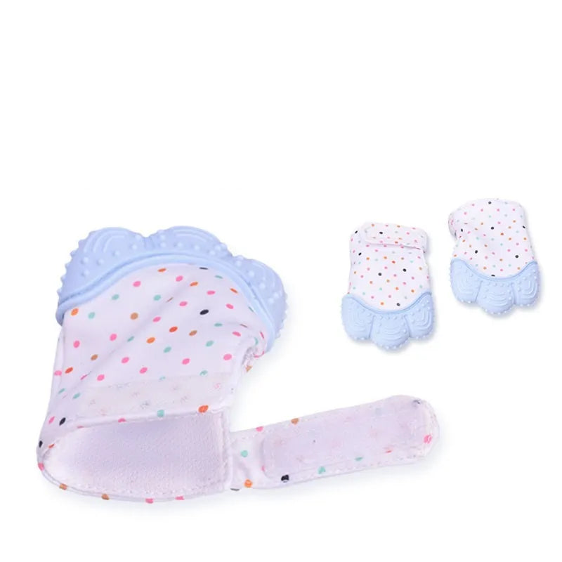 Bébé de dentition bébé anti-morsure silicone molaire gants enfants de jouets sonores