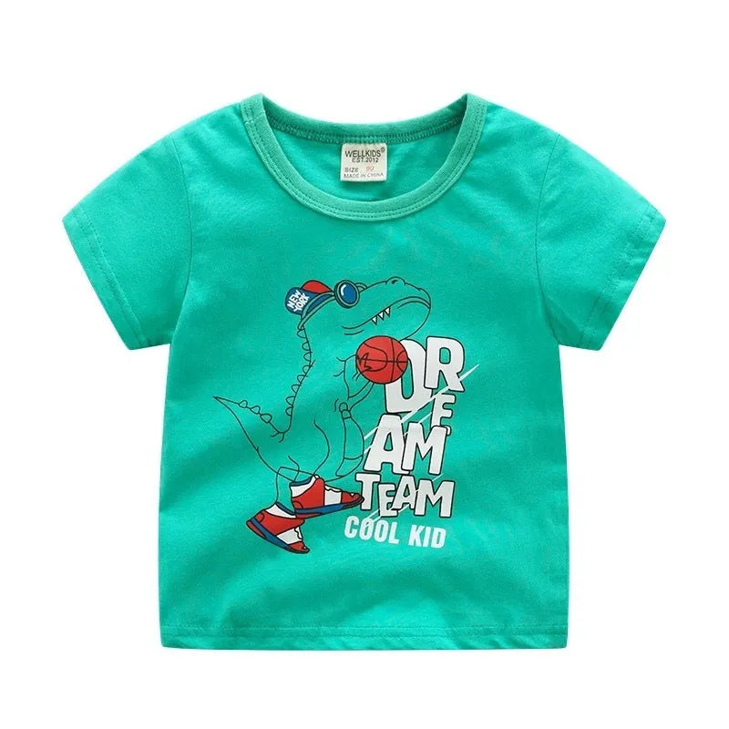 Children's summer cartoon print T-shirt