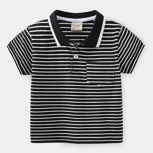 Children's Striped Short Sleeve Spicy Striped POLO Shirt - Enfance-Heureuse