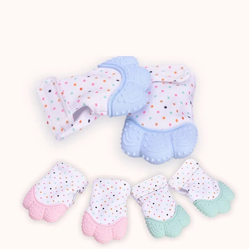 Bébé de dentition bébé anti-morsure silicone molaire gants enfants de jouets sonores