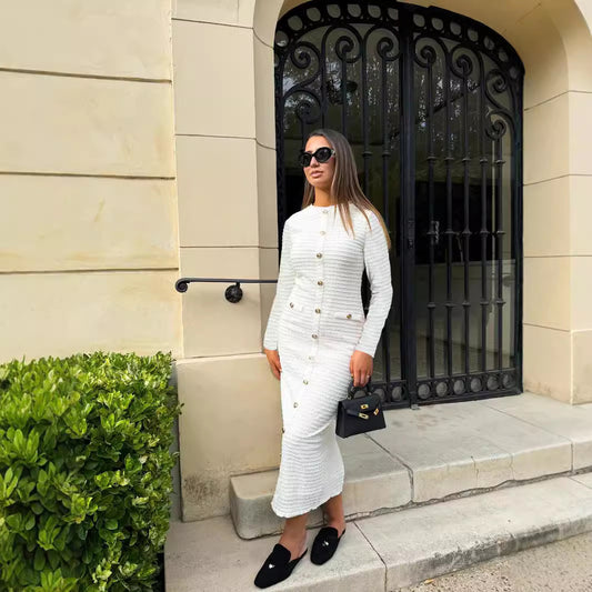 French Retro Slim Fit Slimming Knitted Long-sleeved Dress
