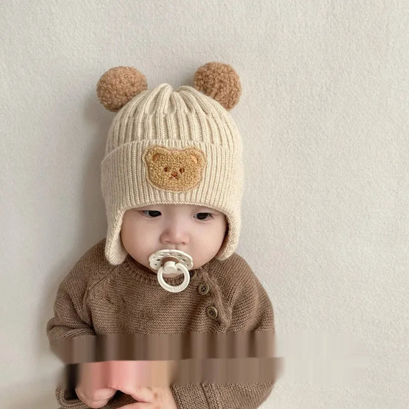 Baby Wool Cute Bear Earmuffs Hat